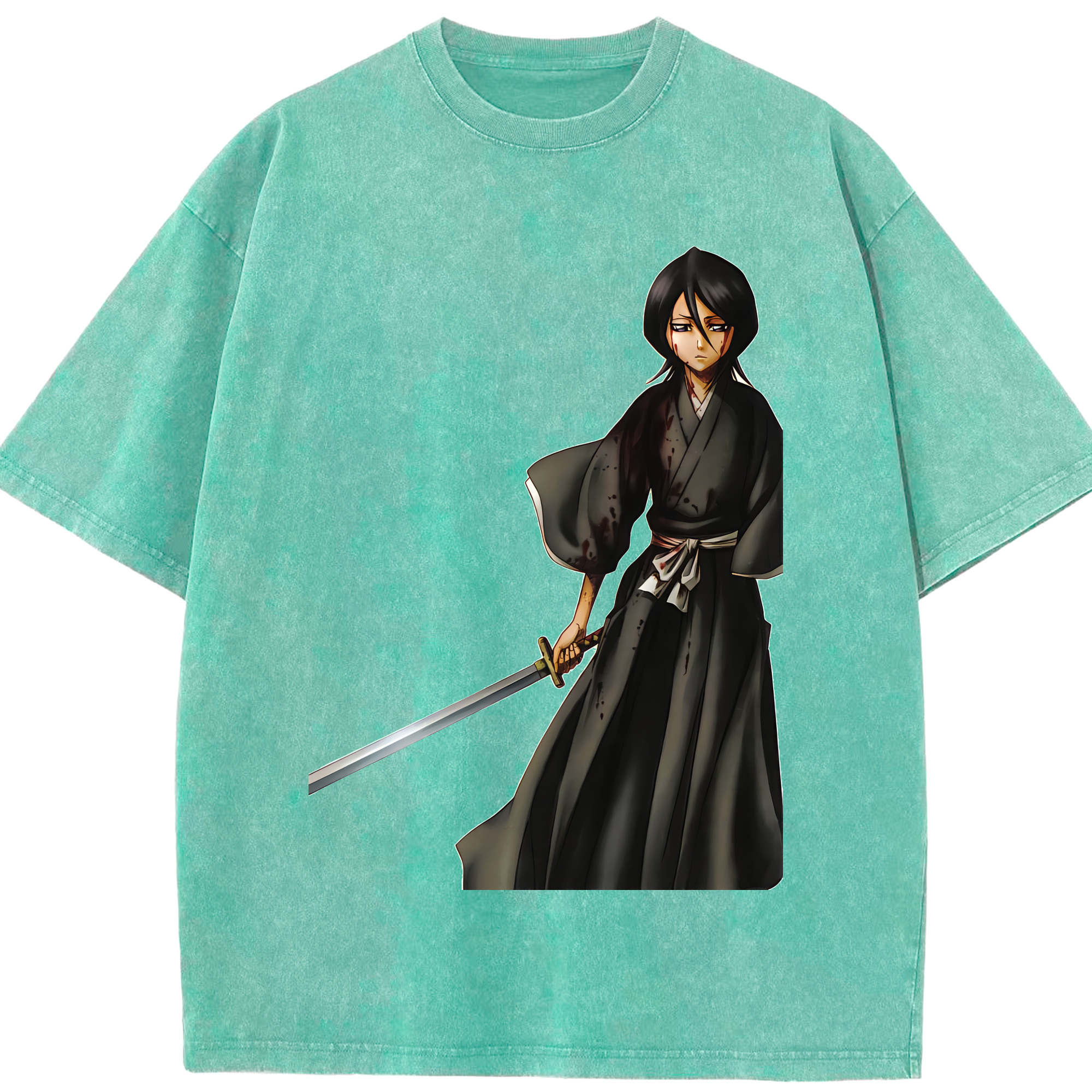 （画像用） ブリーチ 朽木ルキア BLEACH Kuchiki Rukia 綿100% ヴィンテージ風 半袖Tシャツ（フロントプリント）